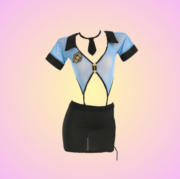 Naughty Police Officer Cosplay Set – Sheer Top & Mini Skirt Cosplay